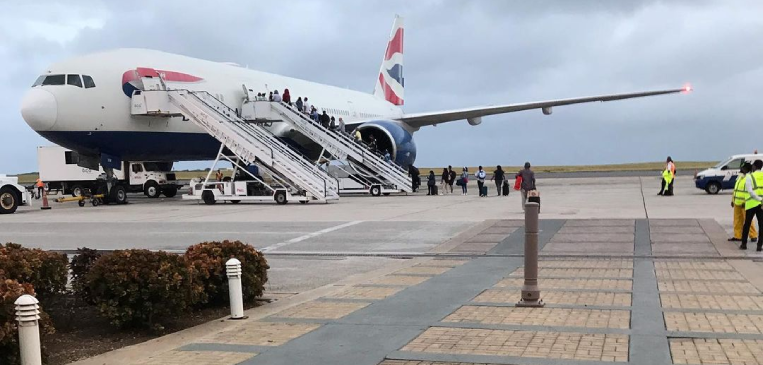 Boarding plane at Grantley Adams International Airport in Barbados
