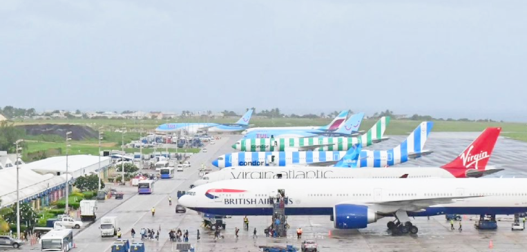 British Airways and Virgin Atlantic on runway at Barbados Airport